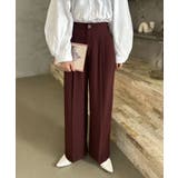 レッド | ストレート タック ワイドパンツ | aimoha