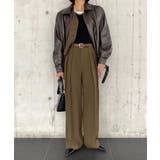 ダークベージュ | ストレート ダブルタック ワイドパンツ | aimoha