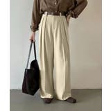 ベージュ | ストレート ダブルタック ワイドパンツ | aimoha