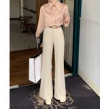 ライトベージュ | センタープレス セミフレアスラックス | aimoha 