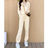 ライトベージュ | ショート丈ジップパーカー&イージーパンツ セットアップ | aimoha