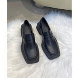 ブラック | スクエアトゥ 厚底ローファー | aimoha 