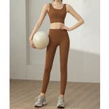 モカ | ヨガウェアタンクトップ+ハイウエストレギンス 上下セットアップ | aimoha