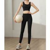 ブラック | ヨガウェアタンクトップ+ハイウエストレギンス 上下セットアップ | aimoha