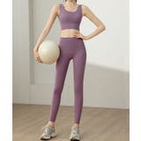 パープル | ヨガウェアタンクトップ+ハイウエストレギンス 上下セットアップ | aimoha