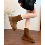 ブラウン | 厚底ショートムートンブーツ | aimoha 