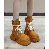 ブラウン | 厚底シューレースブーツ | aimoha 