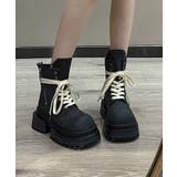 ブラック | 厚底シューレースブーツ | aimoha 