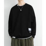 ブラック | レイヤード風ボンディングクルースウェット Layered style | aimoha