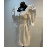 ホワイト | スクエアネックパワショルミニワンピース 韓国ファッション ハイウエスト | aimoha