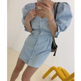 スクエアネックパワショルミニワンピース 韓国ファッション ハイウエスト | aimoha | 詳細画像2