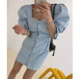 スクエアネックパワショルミニワンピース 韓国ファッション ハイウエスト | aimoha | 詳細画像3