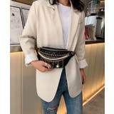 ブラック | キラキラチェーンキルティングウエストポーチ | aimoha 