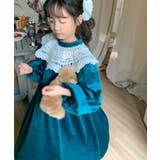 韓国子供服 ガーリー風レース襟ベロアワンピース キッズ | aimoha kids | 詳細画像14