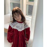 韓国子供服 ガーリー風レース襟ベロアワンピース キッズ | aimoha kids | 詳細画像10