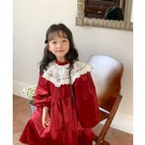 韓国子供服 ガーリー風レース襟ベロアワンピース キッズ | aimoha kids | 詳細画像9