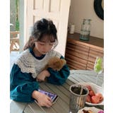 韓国子供服 ガーリー風レース襟ベロアワンピース キッズ | aimoha kids | 詳細画像6