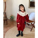 韓国子供服 ガーリー風レース襟ベロアワンピース キッズ | aimoha kids | 詳細画像18