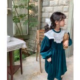 韓国子供服 ガーリー風レース襟ベロアワンピース キッズ | aimoha kids | 詳細画像3