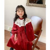 韓国子供服 ガーリー風レース襟ベロアワンピース キッズ | aimoha kids | 詳細画像13