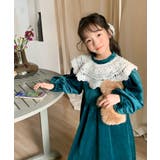 韓国子供服 ガーリー風レース襟ベロアワンピース キッズ | aimoha kids | 詳細画像7
