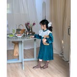 韓国子供服 ガーリー風レース襟ベロアワンピース キッズ | aimoha kids | 詳細画像5