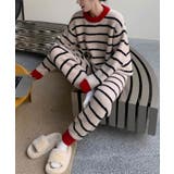 ベージュ | 2点セット 秋冬もこもこ長袖＆ロングパンツ 柄ルームウェア【AW】 | aimoha 