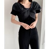 ブラック | 【Jasmine】2WAY肩見せクロスデザイン半袖Tシャツ Jasmine Gr… | aimoha
