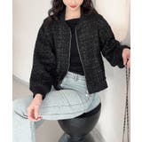 【Jasmine】ツイードショートジップブルゾン | aimoha | 詳細画像2