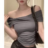 オフショルクロスデザイン半袖Tシャツ Jasmine Grandiflorum | aimoha | 詳細画像3