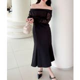 【Jasmine】オフショルチュールドッキングマーメイドワンピース | aimoha  | 詳細画像4 