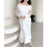 【Jasmine】オフショルチュールドッキングマーメイドワンピース | aimoha  | 詳細画像7 