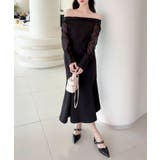 【Jasmine】オフショルチュールドッキングマーメイドワンピース | aimoha  | 詳細画像3 