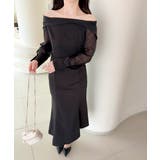 【Jasmine】オフショルチュールドッキングマーメイドワンピース | aimoha  | 詳細画像2 