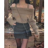 ベージュ | 【Jasmine】オフショルダーニットプルオーバー | aimoha 