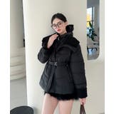 ブラック | 【Jasmine】ウエストベルトダウンジャケット | aimoha 