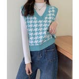 【Jasmine】千鳥柄ニットベスト Jasmine Grandiflorum | aimoha  | 詳細画像7 