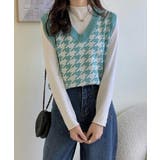 【Jasmine】千鳥柄ニットベスト Jasmine Grandiflorum | aimoha  | 詳細画像9 