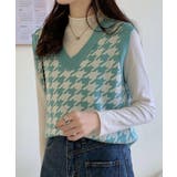 【Jasmine】千鳥柄ニットベスト Jasmine Grandiflorum | aimoha  | 詳細画像10 