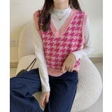 【Jasmine】千鳥柄ニットベスト Jasmine Grandiflorum | aimoha  | 詳細画像15 