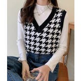 【Jasmine】千鳥柄ニットベスト Jasmine Grandiflorum | aimoha  | 詳細画像22 