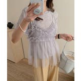 【Jasmine】チュールフリルキャミソール+ベーシックショートTシャツ | aimoha | 詳細画像8