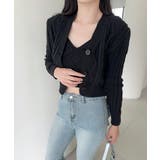 ブラック | 【Jasmine】ケーブル編みニットカーディガン+キャミソール Jasmine … | aimoha 