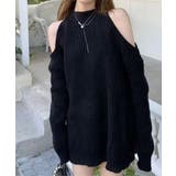 ブラック | 【Jasmine】肩出しニットミニワンピース Jasmine Grandiflo… | aimoha 