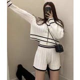 ホワイト | セットアップ Vネックニットプルオーバー+ニットショートパンツ Jasmine | aimoha