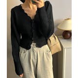 ブラック | ミニ丈パフカーディガン Jasmine Grandiflorum | aimoha