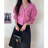 ピンク | ミニ丈パフカーディガン Jasmine Grandiflorum | aimoha