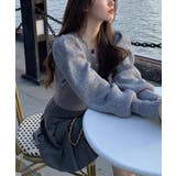 グレー | ミニ丈パフカーディガン Jasmine Grandiflorum | aimoha