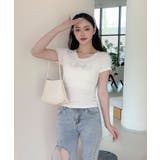  【Jasmine】カップ付き！レーススリムフィットTシャツ | aimoha  | 詳細画像5 