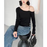 ブラック | 【Jasmine】アシメチェーンワンショルトップス | aimoha 